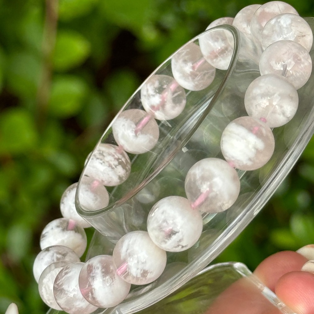 Snowflake phantom quartz crystal beaded bracelet